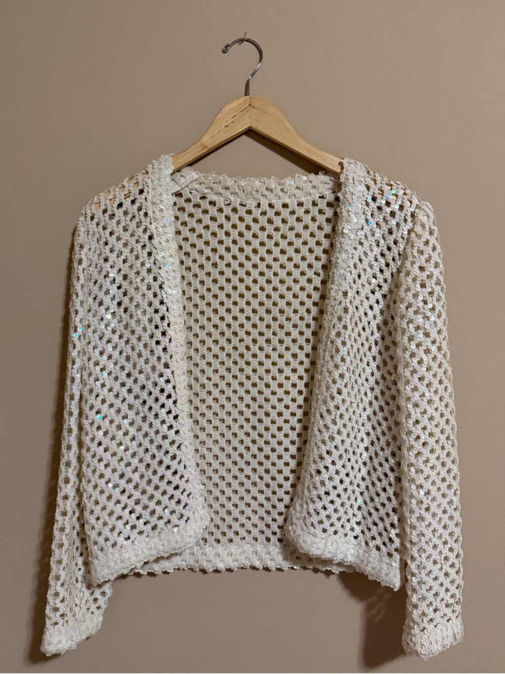 Rare Vintage 1960s Lilli Diamond Cream Iridescent Sequined Jacket